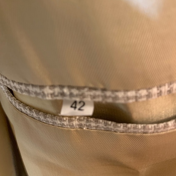 Vintage European Style 100% Silk Cream Hounds Tooth Blazer Sport Coat 42 Ukraine - Picture 7 of 9